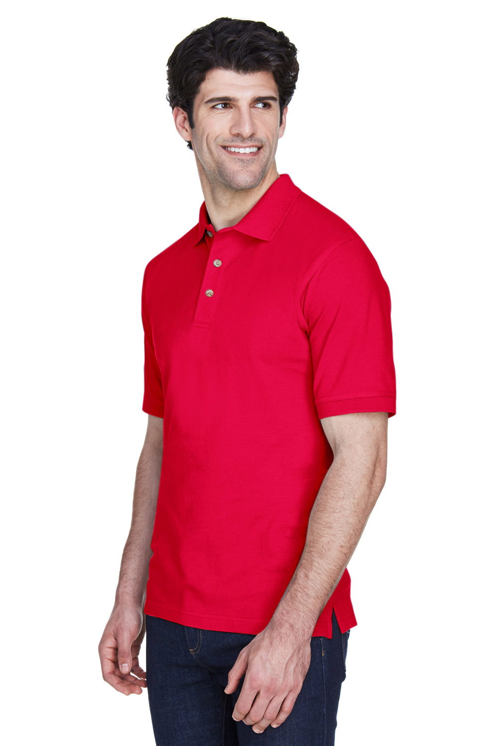 UltraClub 8535/8535T Mens Classic Short Sleeve Polo Shirt Red Model 3q