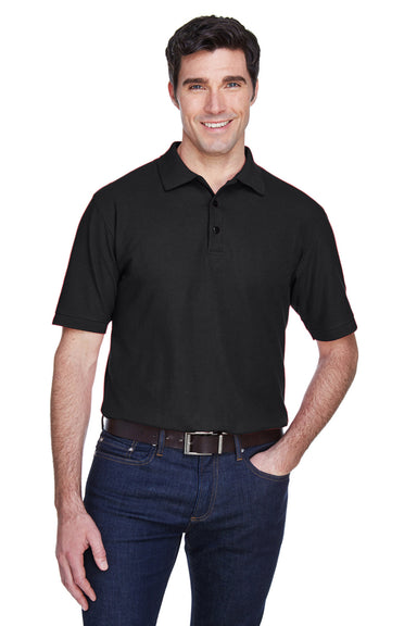 UltraClub 8540/8540T Mens Whisper Short Sleeve Polo Shirt Black Model Front