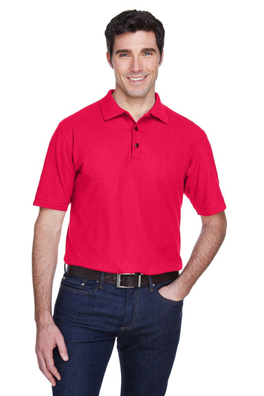 UltraClub 8540/8540T Mens Whisper Short Sleeve Polo Shirt Red Model Front