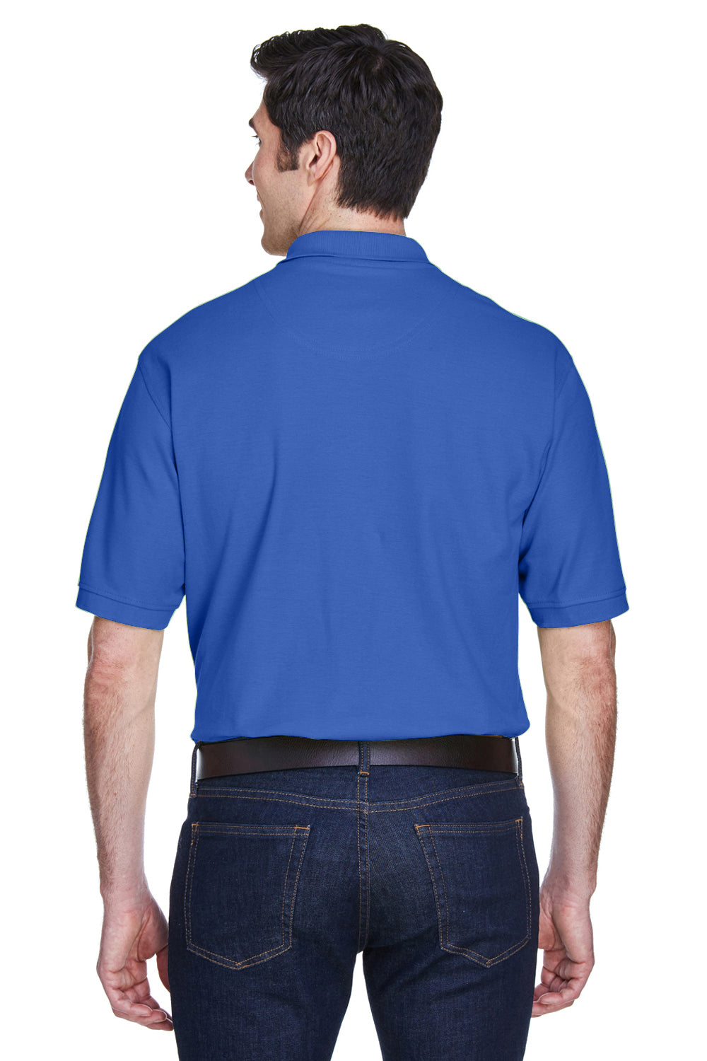 UltraClub 8540/8540T Mens Whisper Short Sleeve Polo Shirt Royal Blue Model Back