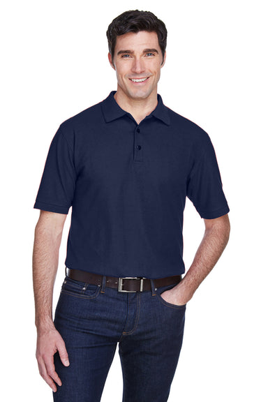 UltraClub 8540/8540T Mens Whisper Short Sleeve Polo Shirt Navy Blue Model Front