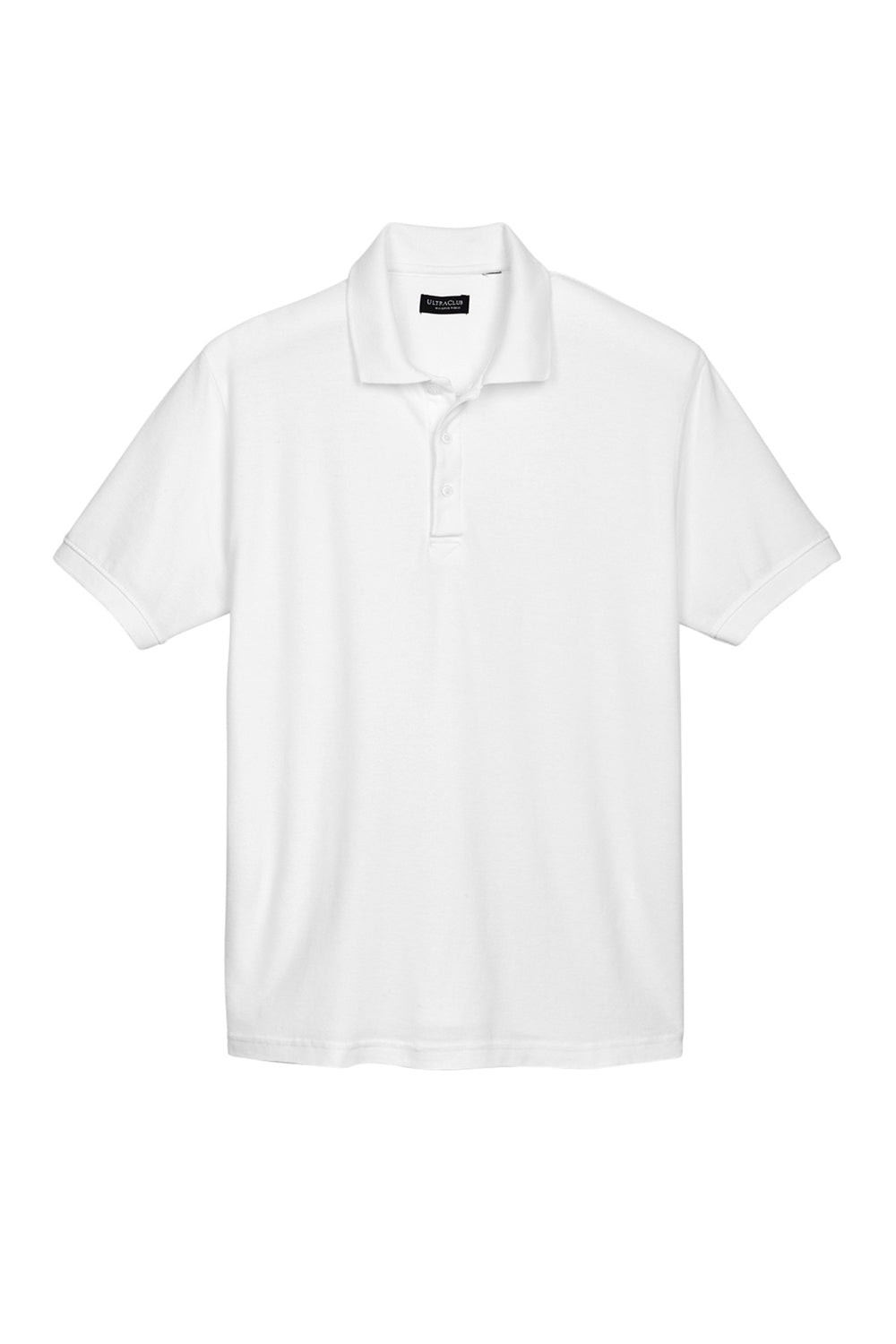 UltraClub 8540/8540T Mens Whisper Short Sleeve Polo Shirt White Flat Front