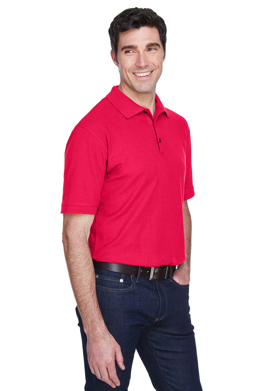 UltraClub 8540/8540T Mens Whisper Short Sleeve Polo Shirt Red Model 3q