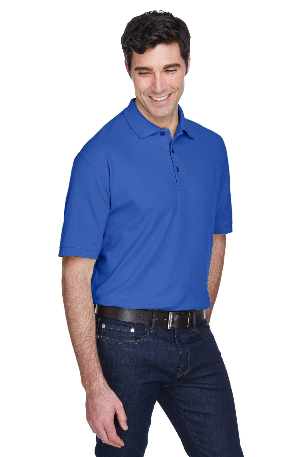 UltraClub 8540/8540T Mens Whisper Short Sleeve Polo Shirt Royal Blue Model 3q