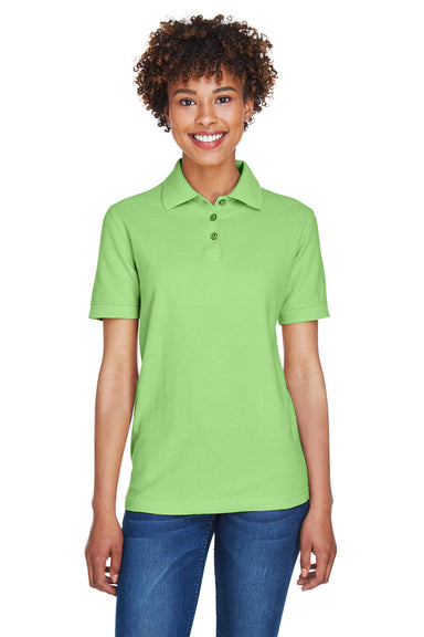 UltraClub 8541 Womens Whisper Short Sleeve Polo Shirt Apple Green Model Front