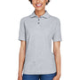 UltraClub Womens Whisper Short Sleeve Polo Shirt - Heather Grey