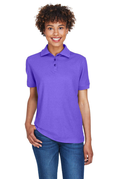 UltraClub 8541 Womens Whisper Short Sleeve Polo Shirt Purple Model Front