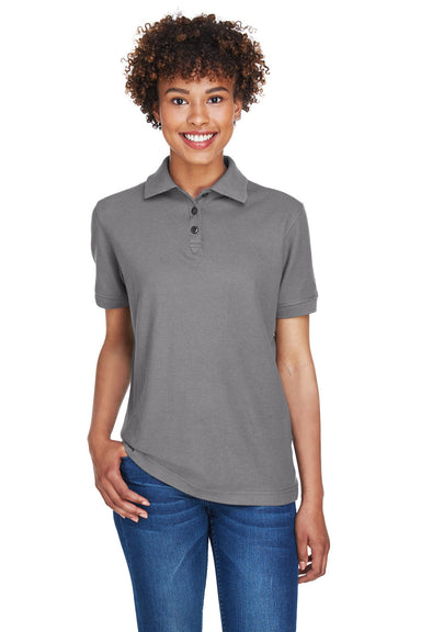 UltraClub 8541 Womens Whisper Short Sleeve Polo Shirt Graphite Grey Model Front