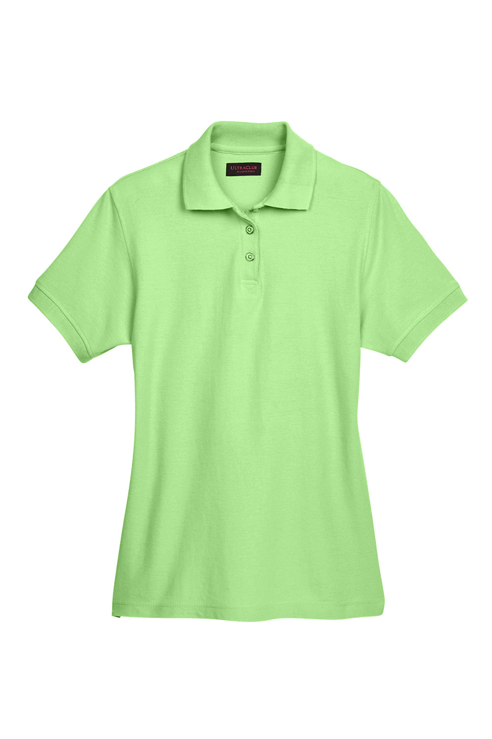 UltraClub 8541 Womens Whisper Short Sleeve Polo Shirt Apple Green Flat Front