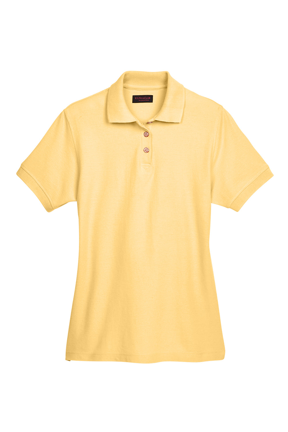 UltraClub 8541 Womens Whisper Short Sleeve Polo Shirt Yellow Flat Front