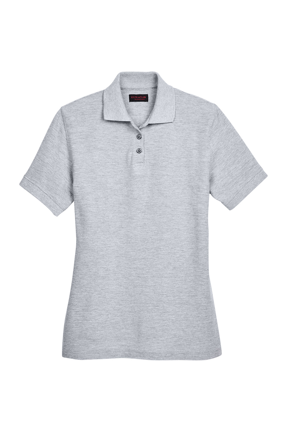 UltraClub 8541 Womens Whisper Short Sleeve Polo Shirt Heather Grey Flat Front