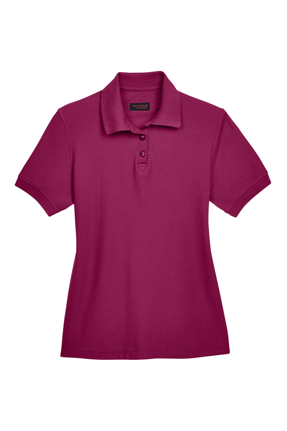 UltraClub 8541 Womens Whisper Short Sleeve Polo Shirt Wine Flat Front