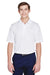 UltraClub 8610 Mens Cool & Dry 8 Star Elite Performance Moisture Wicking Short Sleeve Polo Shirt White Model Front