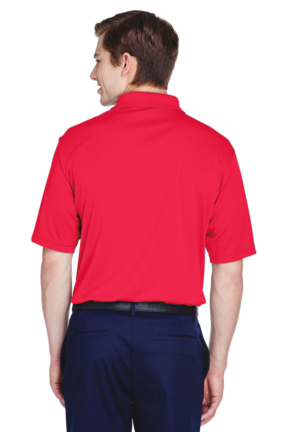 UltraClub 8610 Mens Cool & Dry 8 Star Elite Performance Moisture Wicking Short Sleeve Polo Shirt Red Model Back