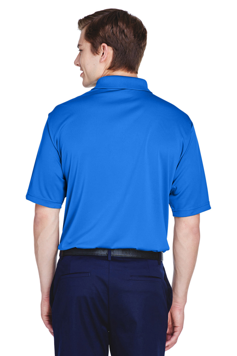 UltraClub 8610 Mens Cool & Dry 8 Star Elite Performance Moisture Wicking Short Sleeve Polo Shirt Royal Blue Model Back