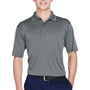 UltraClub Mens Cool & Dry 8 Star Elite Performance Moisture Wicking Short Sleeve Polo Shirt - Charcoal Grey