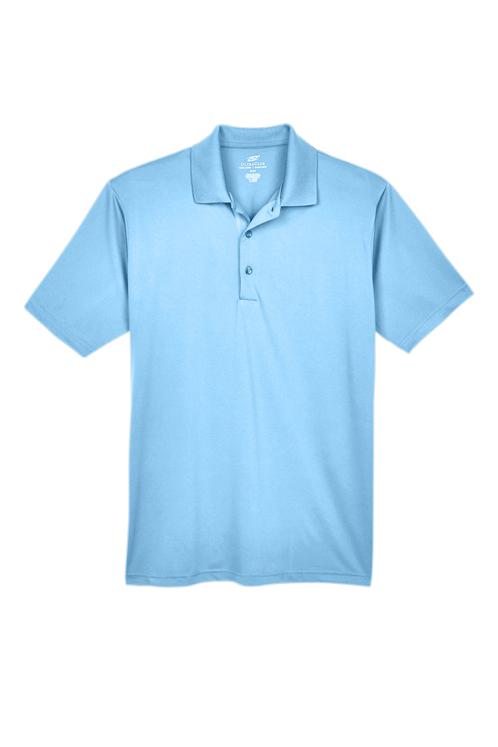 UltraClub 8610 Mens Cool & Dry 8 Star Elite Performance Moisture Wicking Short Sleeve Polo Shirt Columbia Blue Flat Front