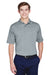 UltraClub 8610 Mens Cool & Dry 8 Star Elite Performance Moisture Wicking Short Sleeve Polo Shirt Silver Grey Model Front