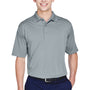 UltraClub Mens Cool & Dry 8 Star Elite Performance Moisture Wicking Short Sleeve Polo Shirt - Silver Grey