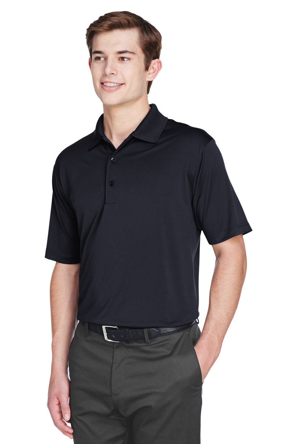 UltraClub 8610 Mens Cool & Dry 8 Star Elite Performance Moisture Wicking Short Sleeve Polo Shirt Black Model 3q