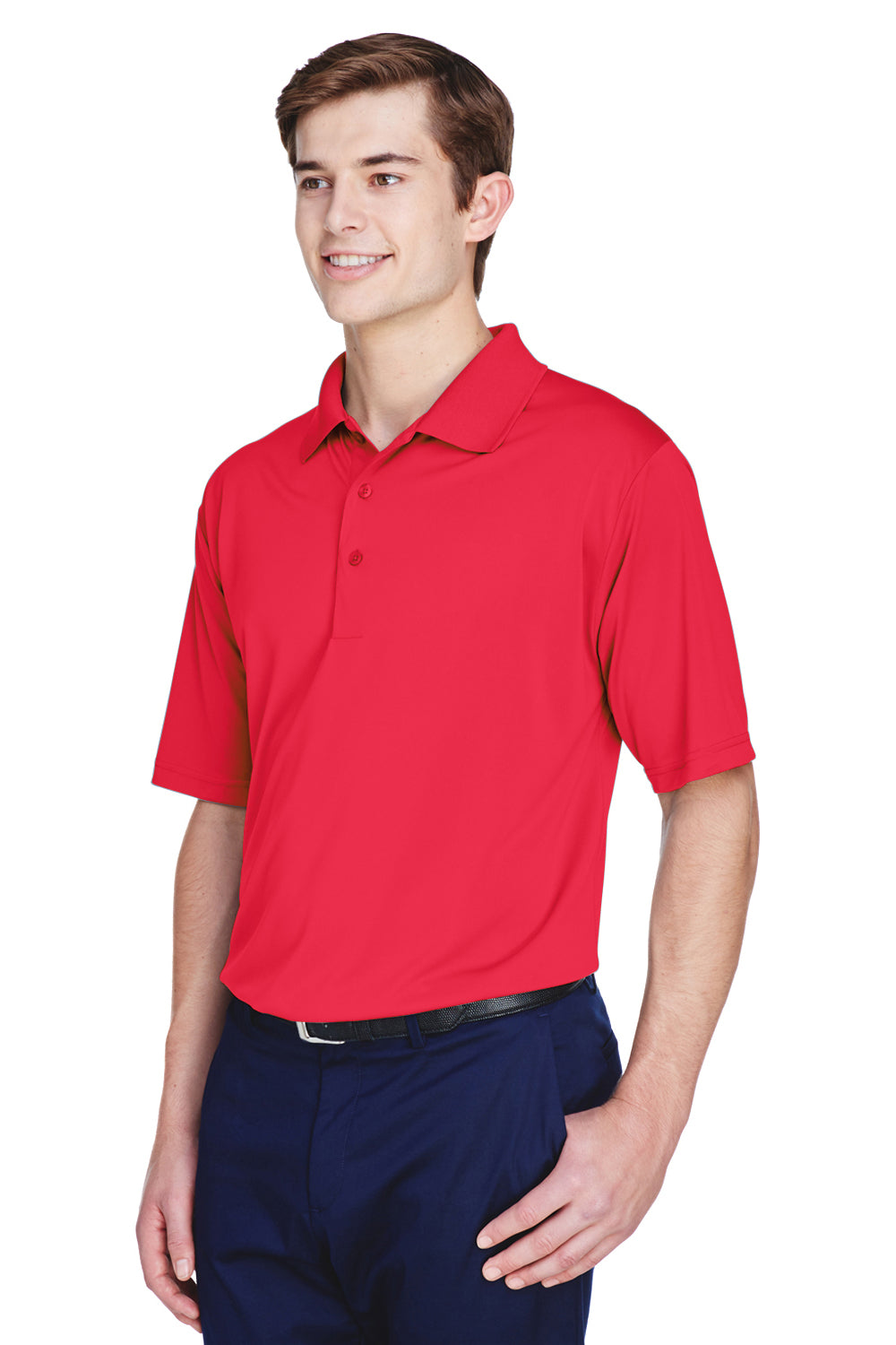 UltraClub 8610 Mens Cool & Dry 8 Star Elite Performance Moisture Wicking Short Sleeve Polo Shirt Red Model 3q