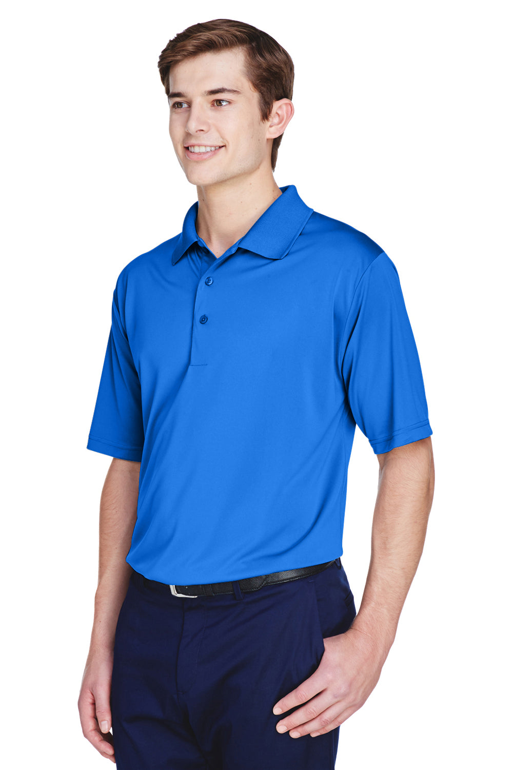 UltraClub 8610 Mens Cool & Dry 8 Star Elite Performance Moisture Wicking Short Sleeve Polo Shirt Royal Blue Model 3q