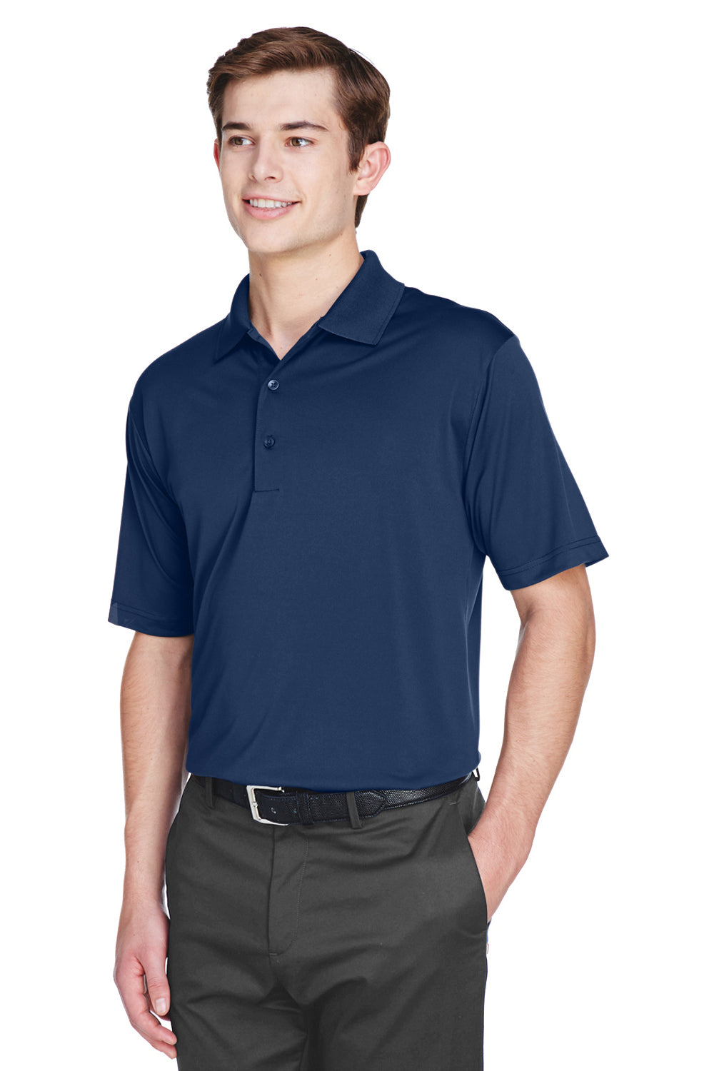 UltraClub 8610 Mens Cool & Dry 8 Star Elite Performance Moisture Wicking Short Sleeve Polo Shirt Navy Blue Model 3q