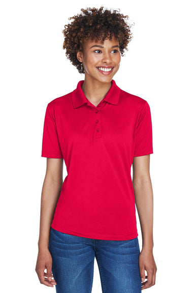 UltraClub 8610L Womens Cool & Dry 8 Star Elite Performance Moisture Wicking Short Sleeve Polo Shirt Red Model Front