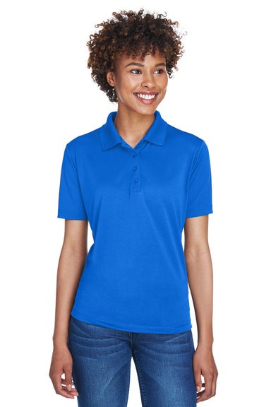 UltraClub 8610L Womens Cool & Dry 8 Star Elite Performance Moisture Wicking Short Sleeve Polo Shirt Royal Blue Model Front