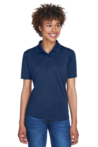 UltraClub 8610L Womens Cool & Dry 8 Star Elite Performance Moisture Wicking Short Sleeve Polo Shirt Navy Blue Model Front