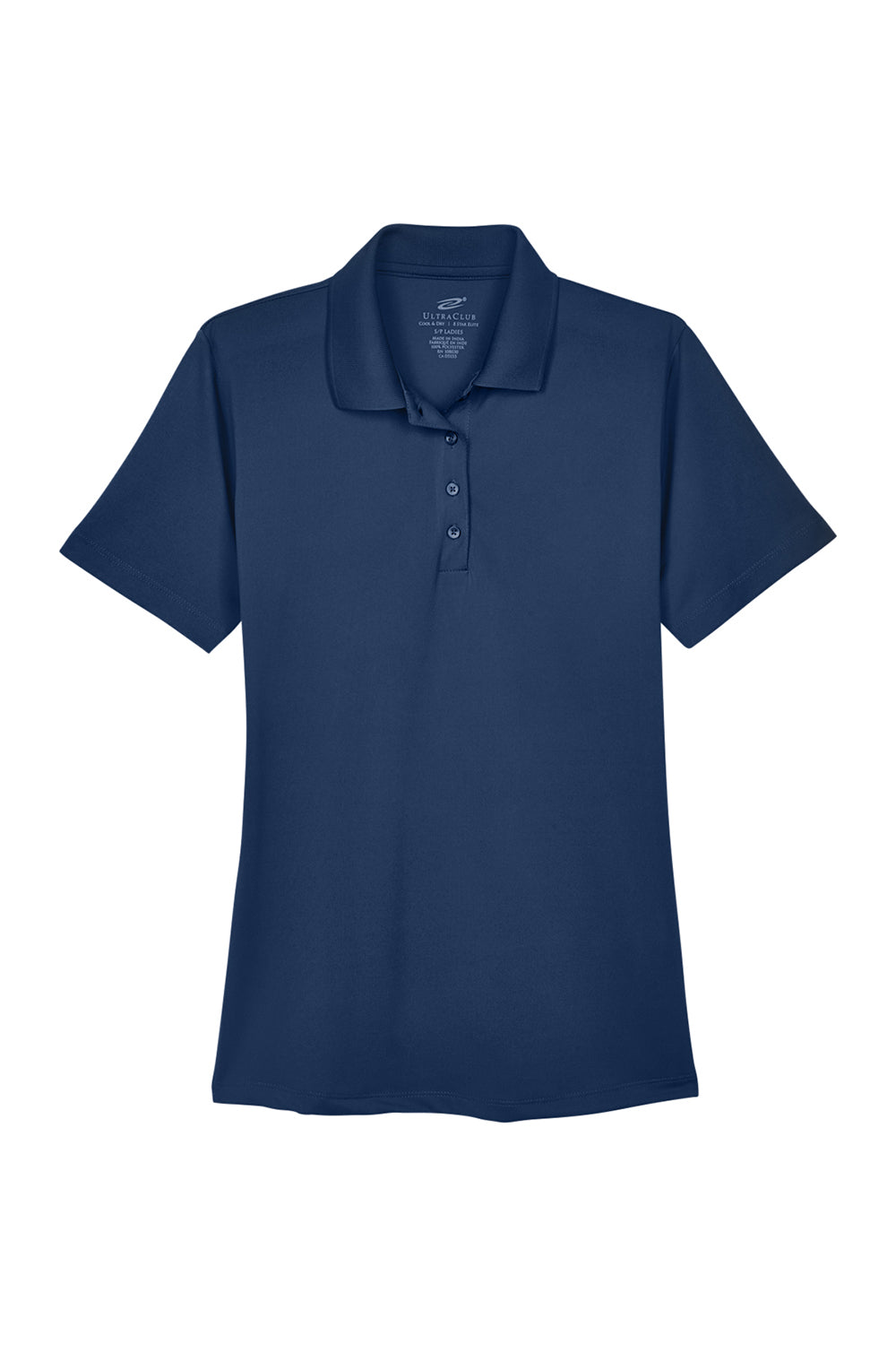 UltraClub 8610L Womens Cool & Dry 8 Star Elite Performance Moisture Wicking Short Sleeve Polo Shirt Navy Blue Flat Front