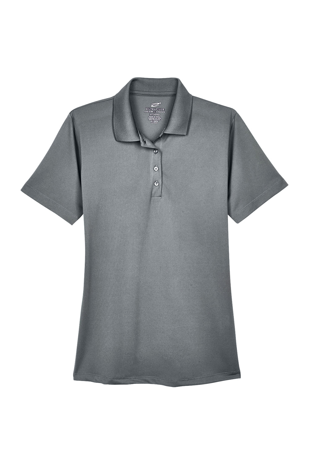 UltraClub 8610L Womens Cool & Dry 8 Star Elite Performance Moisture Wicking Short Sleeve Polo Shirt Charcoal Grey Flat Front