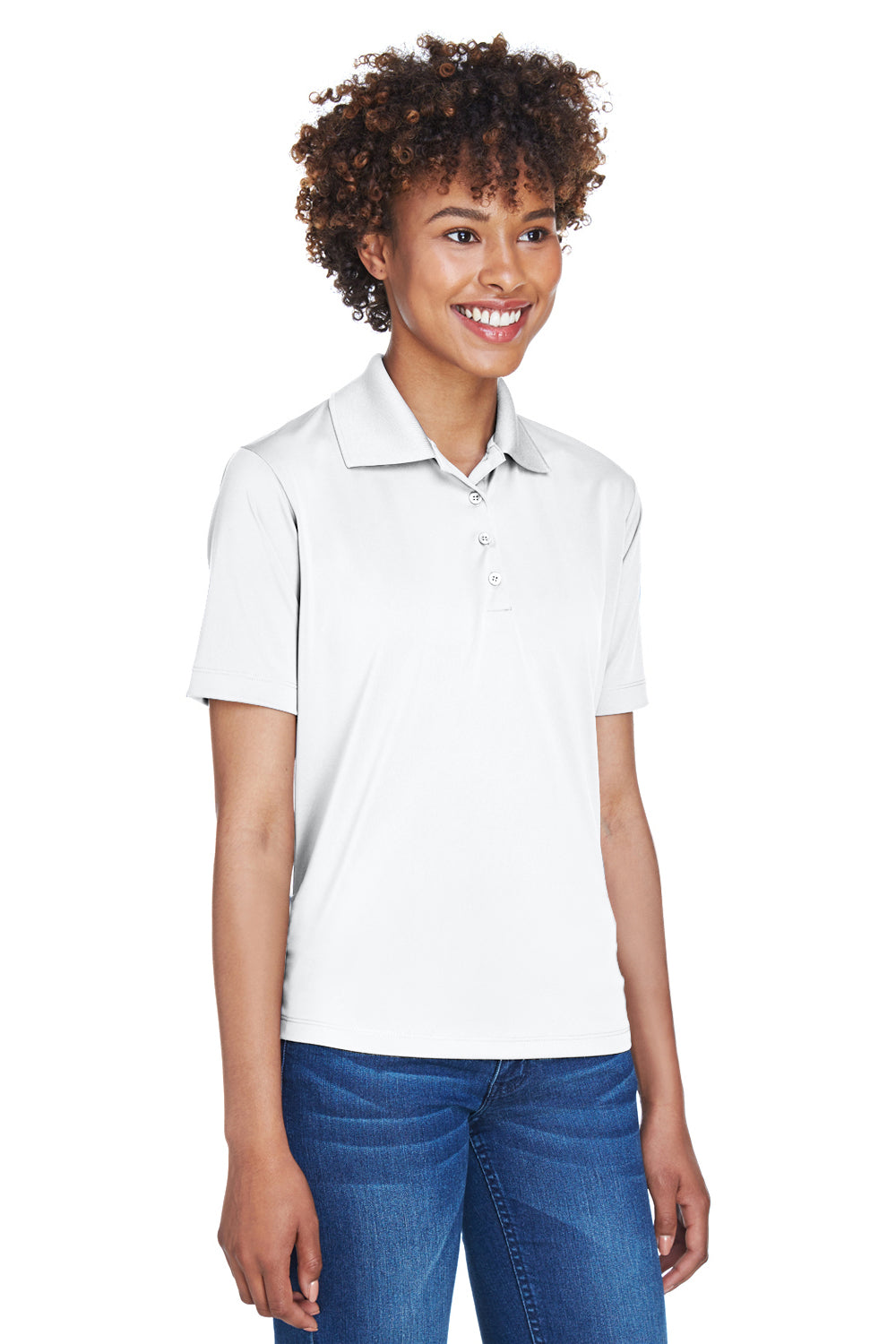 UltraClub 8610L Womens Cool & Dry 8 Star Elite Performance Moisture Wicking Short Sleeve Polo Shirt White Model 3q