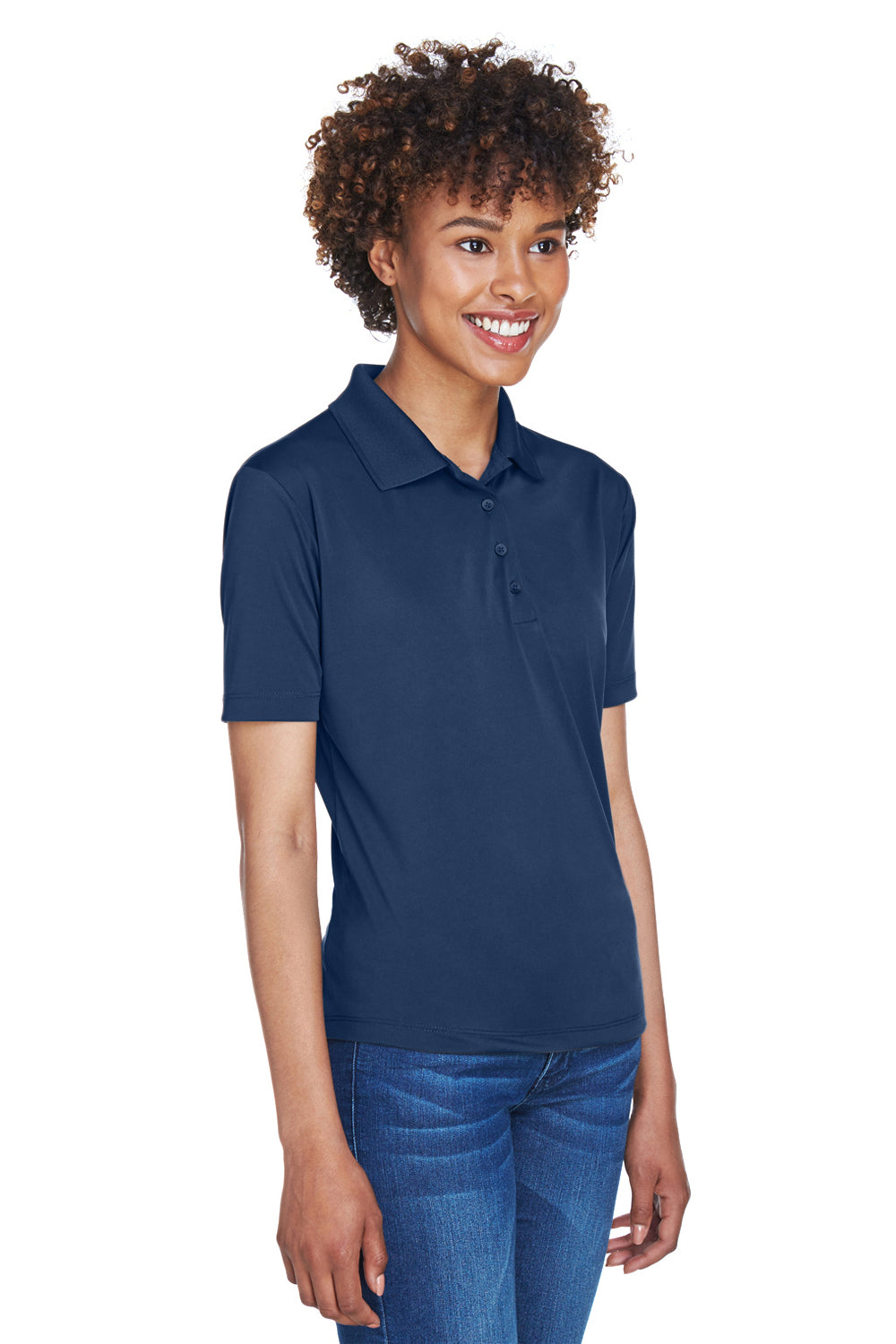 UltraClub 8610L Womens Cool & Dry 8 Star Elite Performance Moisture Wicking Short Sleeve Polo Shirt Navy Blue Model 3q