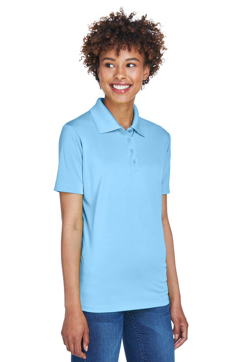 UltraClub 8610L Womens Cool & Dry 8 Star Elite Performance Moisture Wicking Short Sleeve Polo Shirt Columbia Blue Model 3q