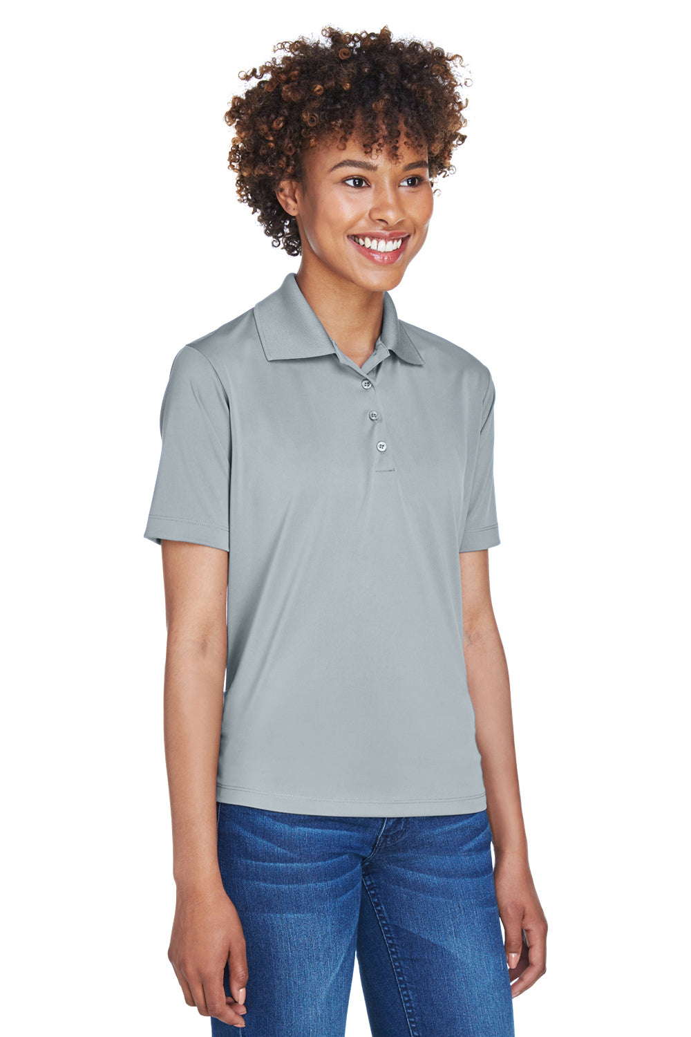 UltraClub 8610L Womens Cool & Dry 8 Star Elite Performance Moisture Wicking Short Sleeve Polo Shirt Silver Grey Model 3q