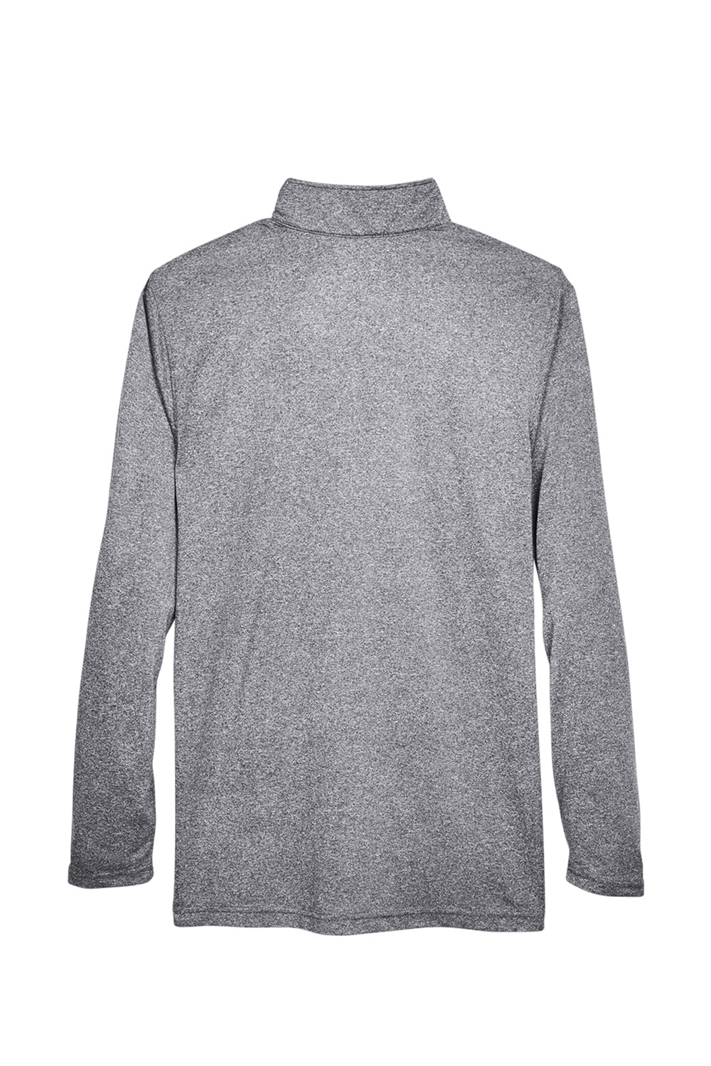 UltraClub 8618 Mens Heather Cool & Dry Performance Moisture Wicking 1/4 Zip Sweatshirt Heather Charcoal Grey Flat Back