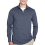 UltraClub Mens Heather Cool & Dry Performance Moisture Wicking 1/4 Zip Sweatshirt - Heather Navy Blue