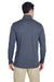 UltraClub 8618 Mens Heather Cool & Dry Performance Moisture Wicking 1/4 Zip Sweatshirt Heather Navy Blue Model Back