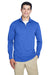 UltraClub 8618 Mens Heather Cool & Dry Performance Moisture Wicking 1/4 Zip Sweatshirt Heather Royal Blue Model Front