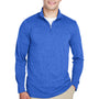 UltraClub Mens Heather Cool & Dry Performance Moisture Wicking 1/4 Zip Sweatshirt - Heather Royal Blue