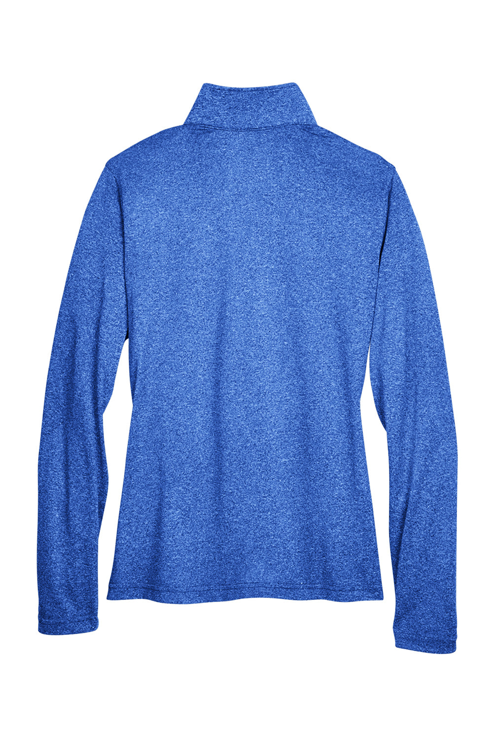 UltraClub 8618W Womens Heather Cool & Dry Performance Moisture Wicking 1/4 Zip Sweatshirt Heather Royal Blue Flat Back