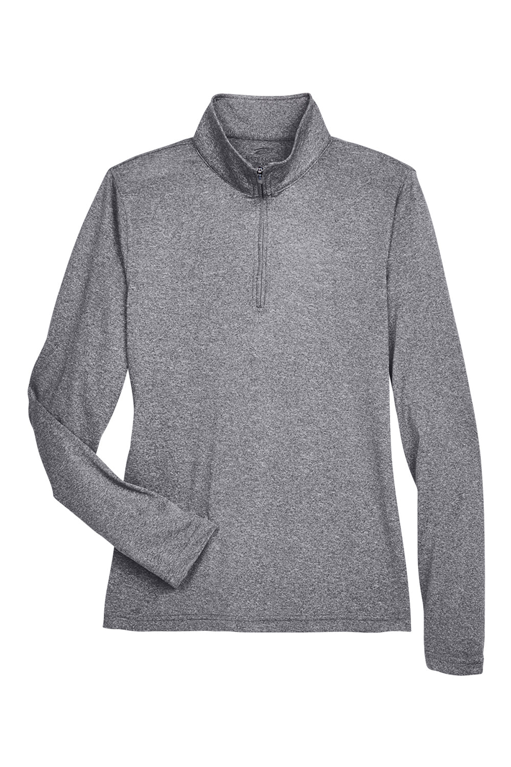 UltraClub 8618W Womens Heather Cool & Dry Performance Moisture Wicking 1/4 Zip Sweatshirt Heather Charcoal Grey Flat Front