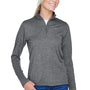 UltraClub Womens Heather Cool & Dry Performance Moisture Wicking 1/4 Zip Sweatshirt - Heather Black