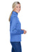 UltraClub 8618W Womens Heather Cool & Dry Performance Moisture Wicking 1/4 Zip Sweatshirt Heather Royal Blue Model Side