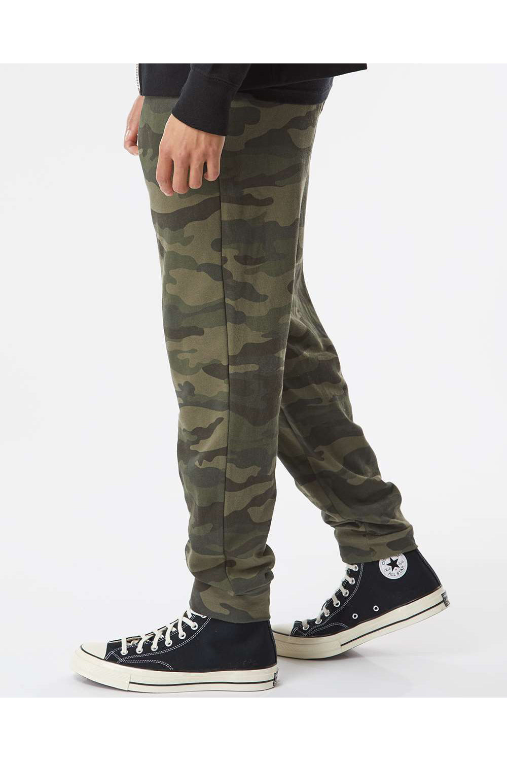 Independent Trading Co. IND20PNT Mens Fleece Sweatpants w/ Pockets Forest Green Camo Model Side