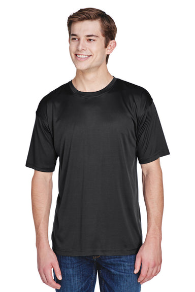 UltraClub 8620 Mens Cool & Dry Performance Moisture Wicking Short Sleeve Crewneck T-Shirt Black Model Front