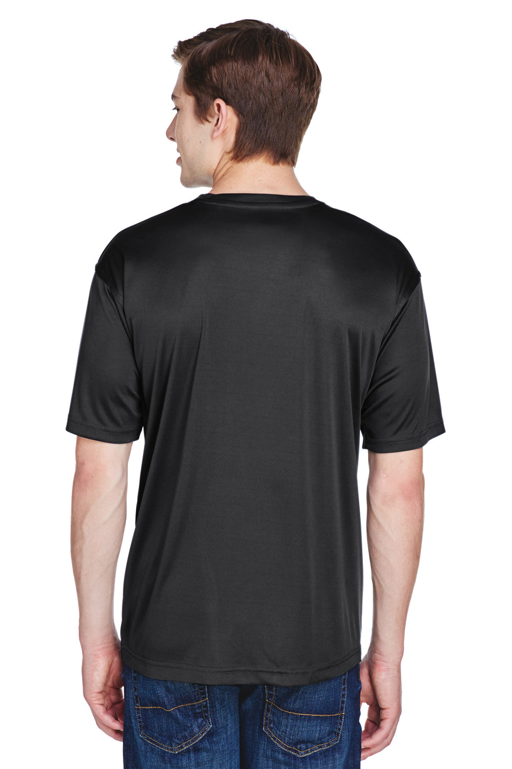 UltraClub 8620 Mens Cool & Dry Performance Moisture Wicking Short Sleeve Crewneck T-Shirt Black Model Back