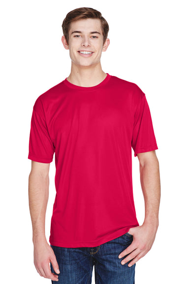 UltraClub 8620 Mens Cool & Dry Performance Moisture Wicking Short Sleeve Crewneck T-Shirt Red Model Front