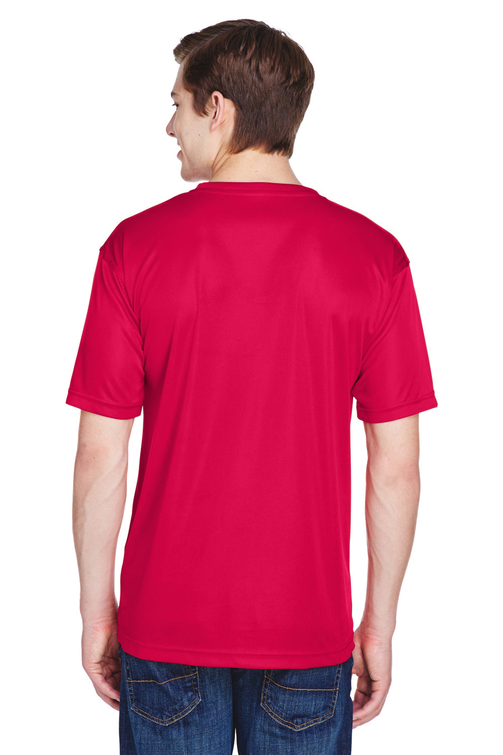 UltraClub 8620 Mens Cool & Dry Performance Moisture Wicking Short Sleeve Crewneck T-Shirt Red Model Back